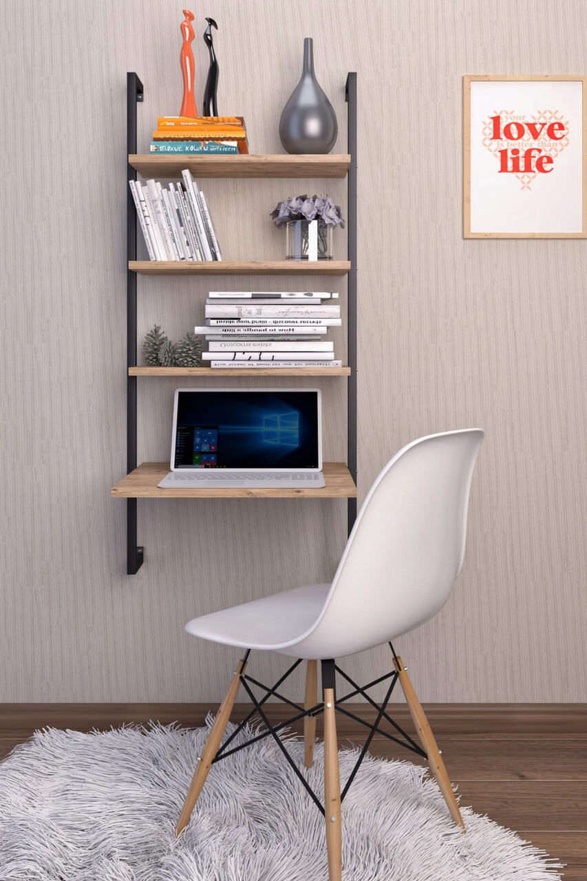 Raft de perete, Hanah Home, Masalı, 49x120x20 cm, Maro / Negru - imagine 7